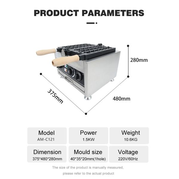 AM-C121 Fabricante eléctrico comercial de gofres antiadherentes para molde tamaño 1 agujero 40*35*20mm