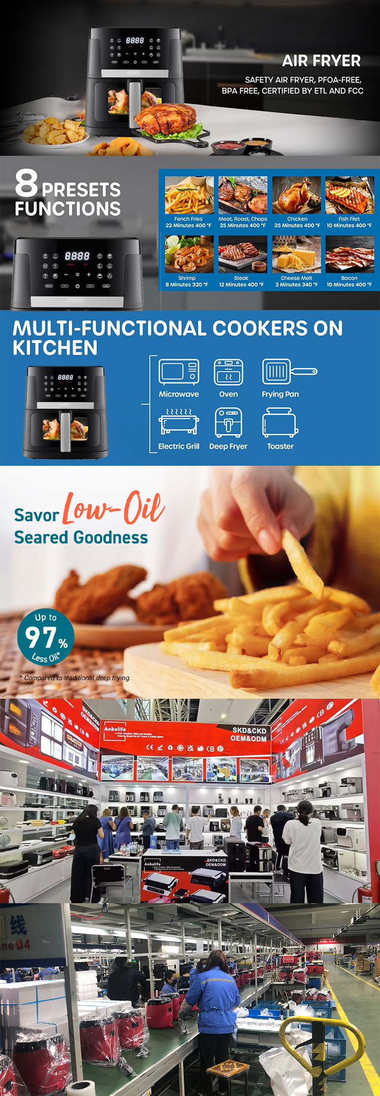 7L Smart Compact Digital Air Fryer Visual Window  WiFi Electric