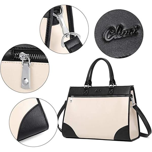Beige Black Cluci Briefcase Large Capacity Shoulder Bag 15.6