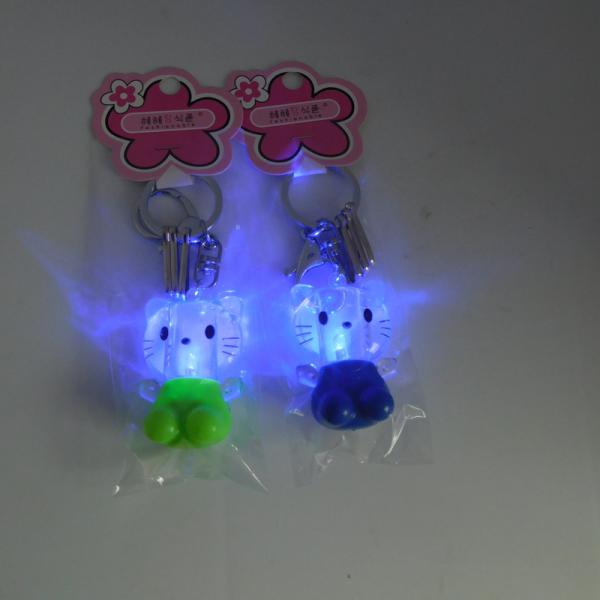 Cuddly Mini Crystal Hello Kitty LED Key chain/ Key ring light toy for Promotion