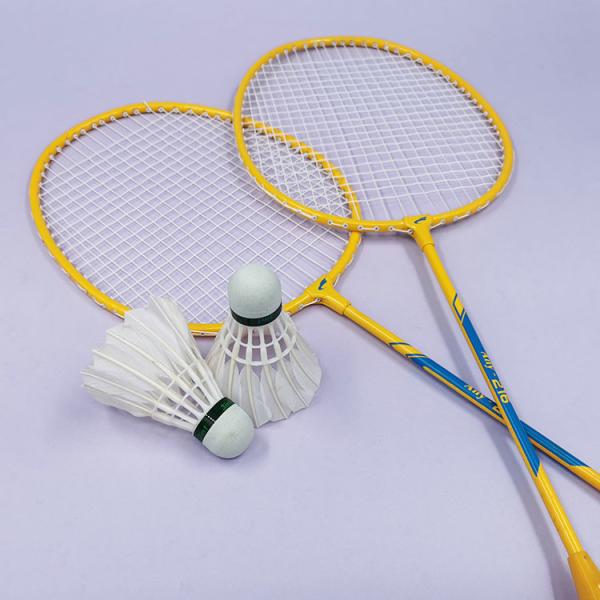 Durable Badminton Racket Sets Green Yellow Steel Badminton Training Racquet