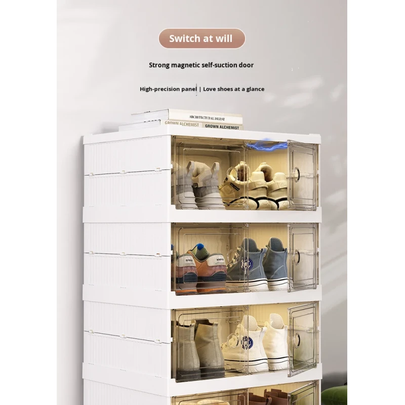 Wholesale No-Installation Required Foldable Transparent Plastic Shoe Storage Cabinet