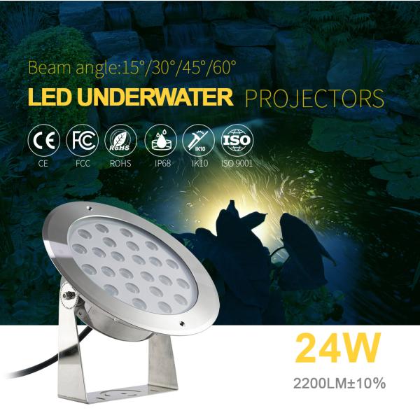 DC24V SS316L 24W IK10 Waterproof Led Underwater Light