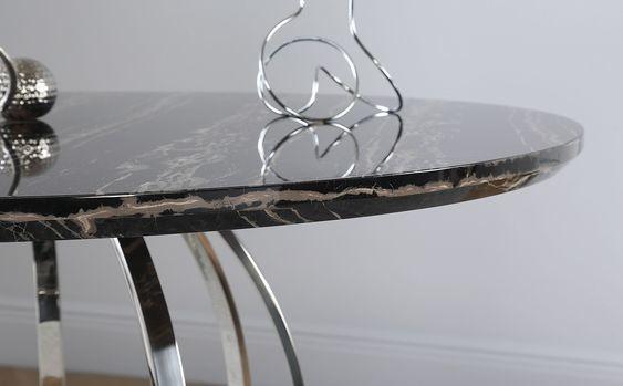 Savory Marble Top Stainless Steel Silver Dining Table With Chairs Set H75cm