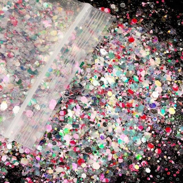 Solvent Resistant Plastic Craft Glitter Chunky Spring Glitter for Resin Art Nail Body Face Eye Makeup Made in Europe