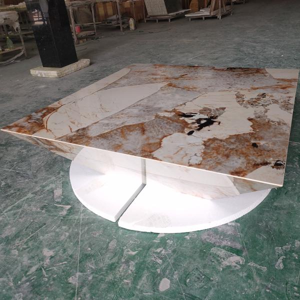 Sintered Stone Marble Top Coffee Table Rectangle Brazil Brown Simple Modern Furniture