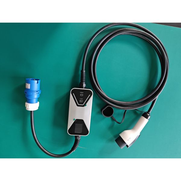 GBT 32A 7KW Portable EV Charger Type2 Blue CEE Plug 5M Cable Adjustable AC EVSE New Condition For European Standard Vehicles
