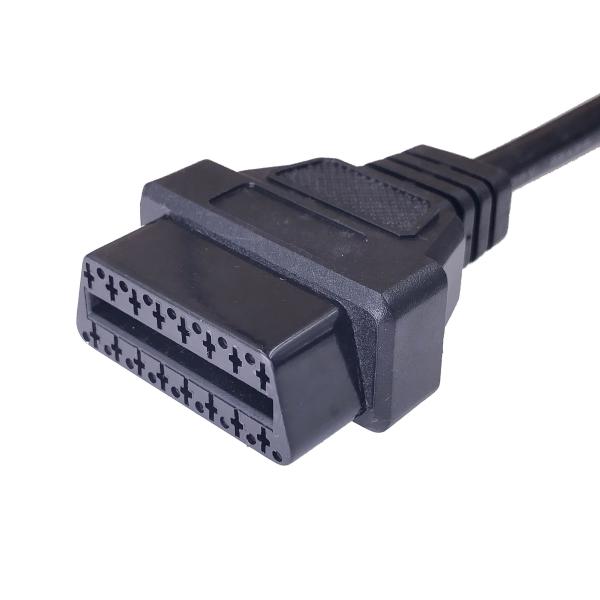 Shell Assemble Type J1962 OBDII 16PIN Male to 2 Female Splitter Y Cable for Vehicle Diagnostic Tool -30°C 80°C
