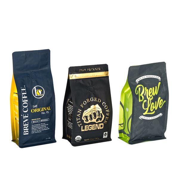 Cost Effective Tear Resistant Plastic Packaging ZipLock Square Bottom Flat Bottom Coffee Bags Coffee Pouch
