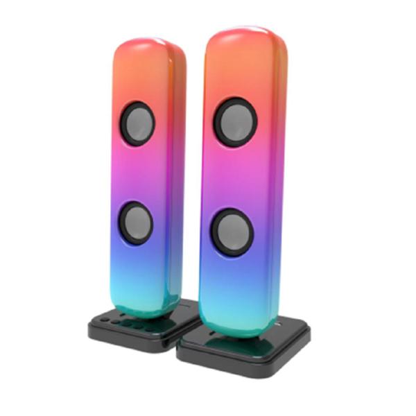 ETEKサウンドバーは35Hz〜16KHz周波数をカバーするダブル2インチドライバ経由で5W*4RMS出力を提供します. 12V2.5Aアダプターが必要です.