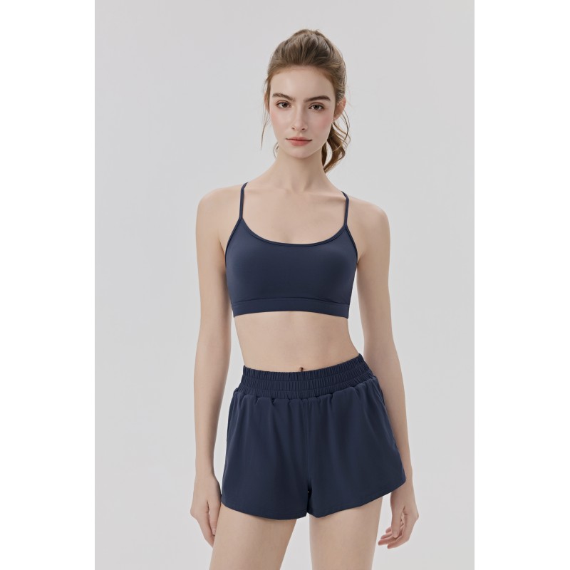 Mint Green Lightweight Nylon Spaghetti Strap Sports Bra for Women Low-Impact Yoga and Daily Wear
