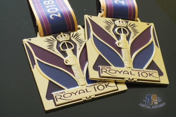Royal 10K And 15K Custom Sports Medals Soft Enamel Color With Sublimated Ribbon