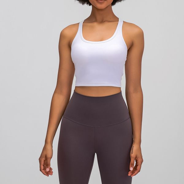 Yoga Gym Racerback Sports Bra Nylon Spandex Blend Crop Breathable Olive Green