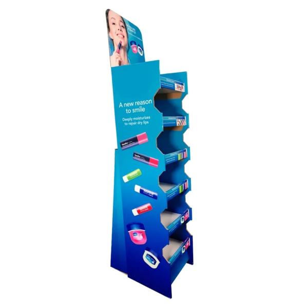 Durable Varnishing Carton Display Stands Stamp Cardboard Floor Display Stands