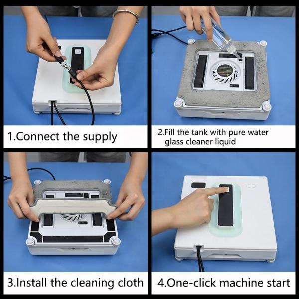 Small Electric Glass Window Cleaning Robot with 3 mins/m2 Speed and Low Noise 65dB