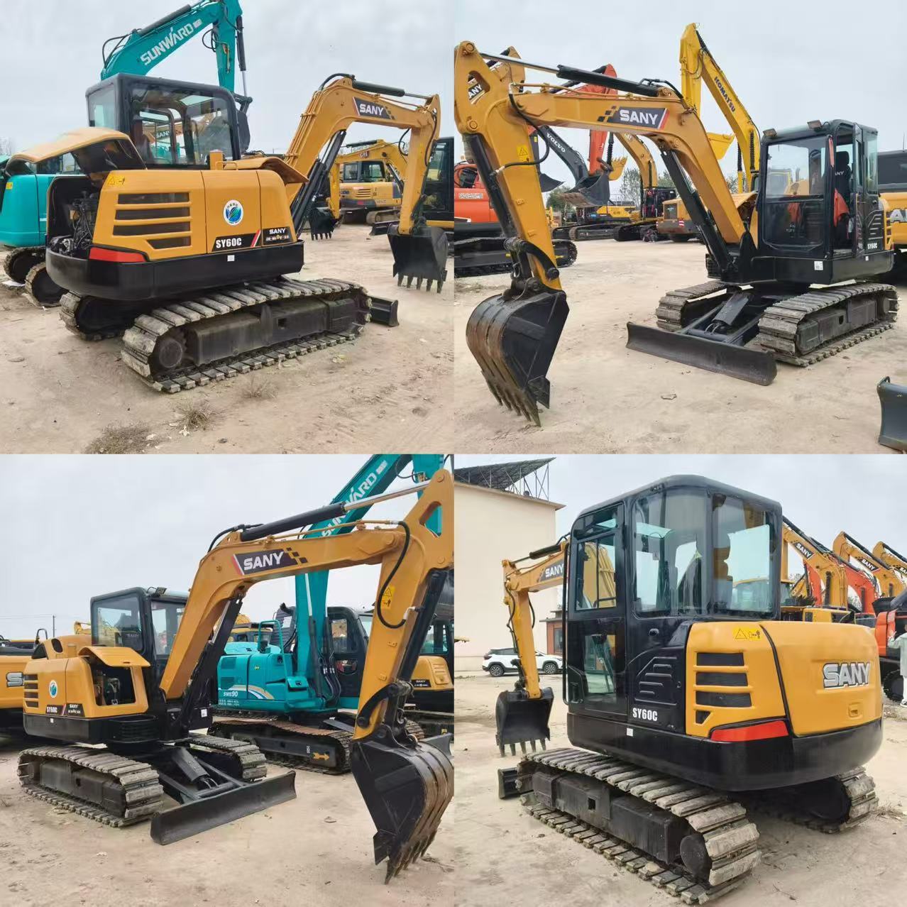 Low Price Low Hours Sany SY60C 6Ton Crawler ISUZU Engine Hydraulic Used Mini Excavator for Sale