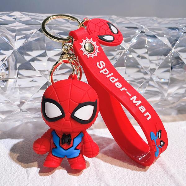 3D silicone desenho animado filme boneca herói homem-aranha homem-aranha chaveira de borracha
