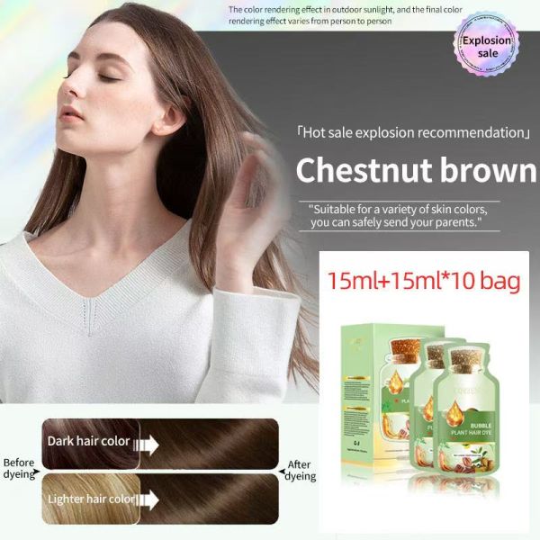 Shampoo colorant permanent pour cheveux noirs à bulles, rapide, pour hommes et femmes