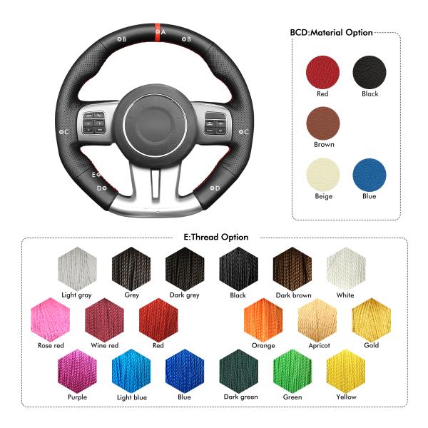 Custom Durable Hand Stitching Black PU Leather Steering Wheel Cover for Dodge RAM 1500 3500 2013 2014 2015 2016 2017 2018