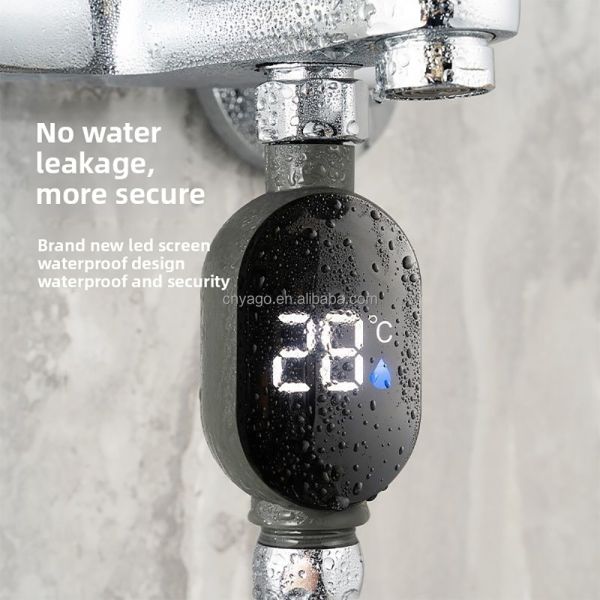 YIERYI Smart Shower Thermometer with LED Digital Display and Color-Coded Temperature Alerts for Bathroom Safety No Battery Required