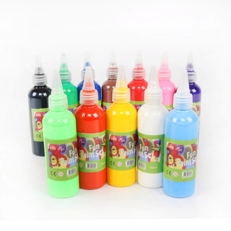 100ml 12 Colours Non-Toxic Custom Logo Washable Liquid Acrylic Paint For Kids
