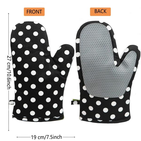 Oven Mitts Oven Gloves BBQ Gloves Silicone Thickened Cotton Double Layer Design Non-Slip Textured Grip Baking Gloves
