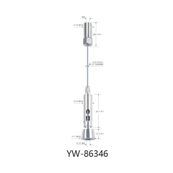 Electroplating Matt Black Ceiling Light Cable Suspension Systems YW86344