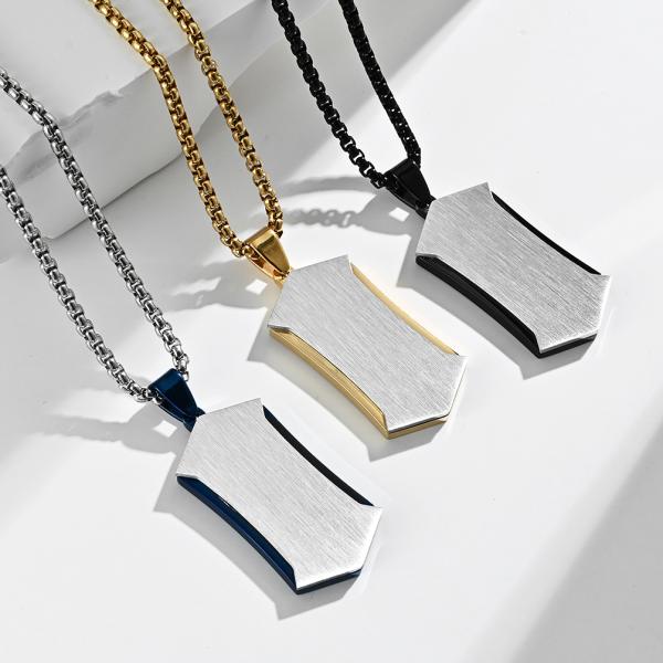 Collar de cuello de cruz de acero inoxidable Jewelry cristiano satin cuadrado cruz religiosa grabado collar para hombres