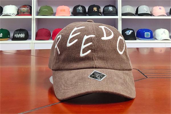 ACE Corduroy Soft Fabric Creative Flat Embroidery Logo Custom Baseball Long Curve Brim Cap