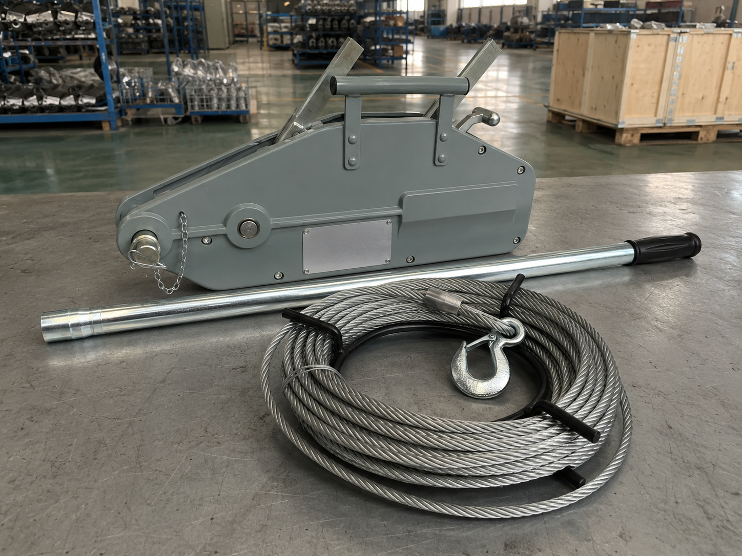 0.8-5.4T Manual Tirfor Cable Puller Winch with 20m Wire Rope for Construction and Lifting