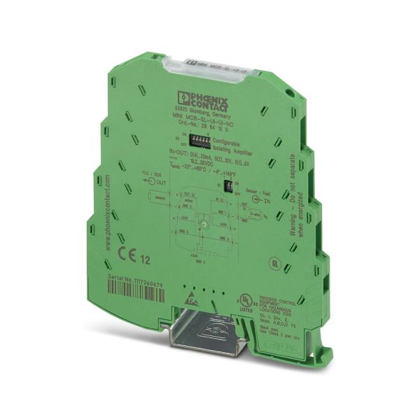 Phoenix Contact MINI MCR-SL-UI-UI-NC Input Signal Conditioner with 3-way Isolation and DIP Switches Configuration for 100 Hz Limit Frequency