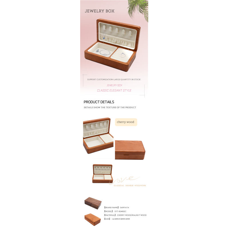 Wholesale Custom Logo Handmade Wooden Package Box with Wedding Ring&necklace for Valentine's Day Gift