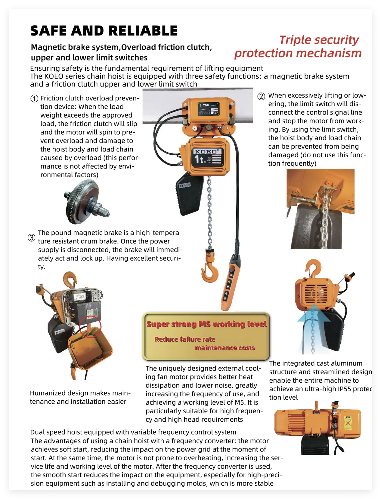 M5 3T Electric Chain Hoist Single Chain Single Speed Compact Electric Hoist EQ03-01Y
