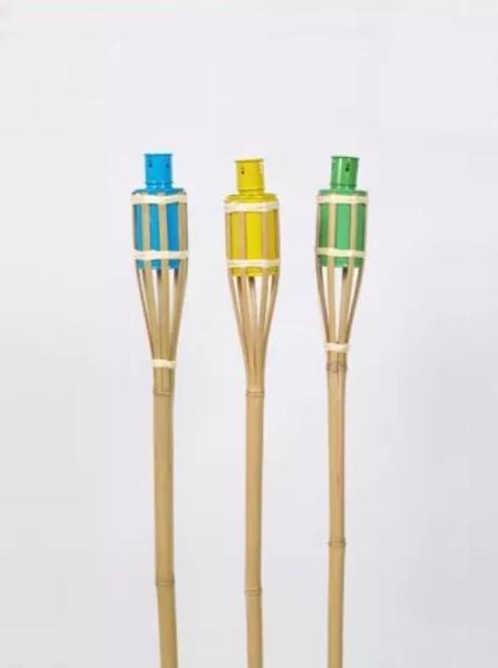 Outdoor Natural Bamboo Tiki Torch Yard Deck Decoration Garden Toy Colorful For Children