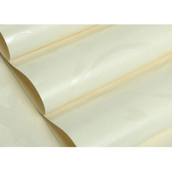 Removable Embossed Vinyl Wallpaper for Living Room , Creamy White Leaf Pattern