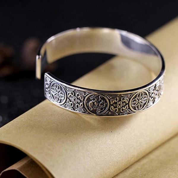 Retro Sterling Silver Cuff Bangle Bracelet for Men and Women (XH056470W)