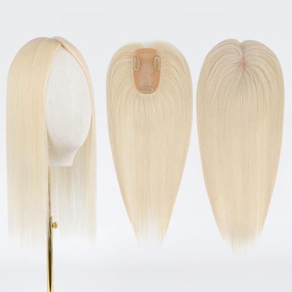 16 Inch Silk Base Hair Topper 5X5 Light Brown Ombre European Hair Wigs Topper Custom Remy 100% Human Hair Topper for Women