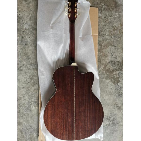 Solid mahogany wood left handed grand cutaway acoustic guitar jumbo size mahogany wood acoustic electric guitar