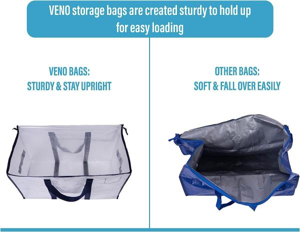 Heavy Duty Extra Large Clear Moving Bags W/Backpack Straps Strong Handles & Zippers, Storage Totes For Space Saving