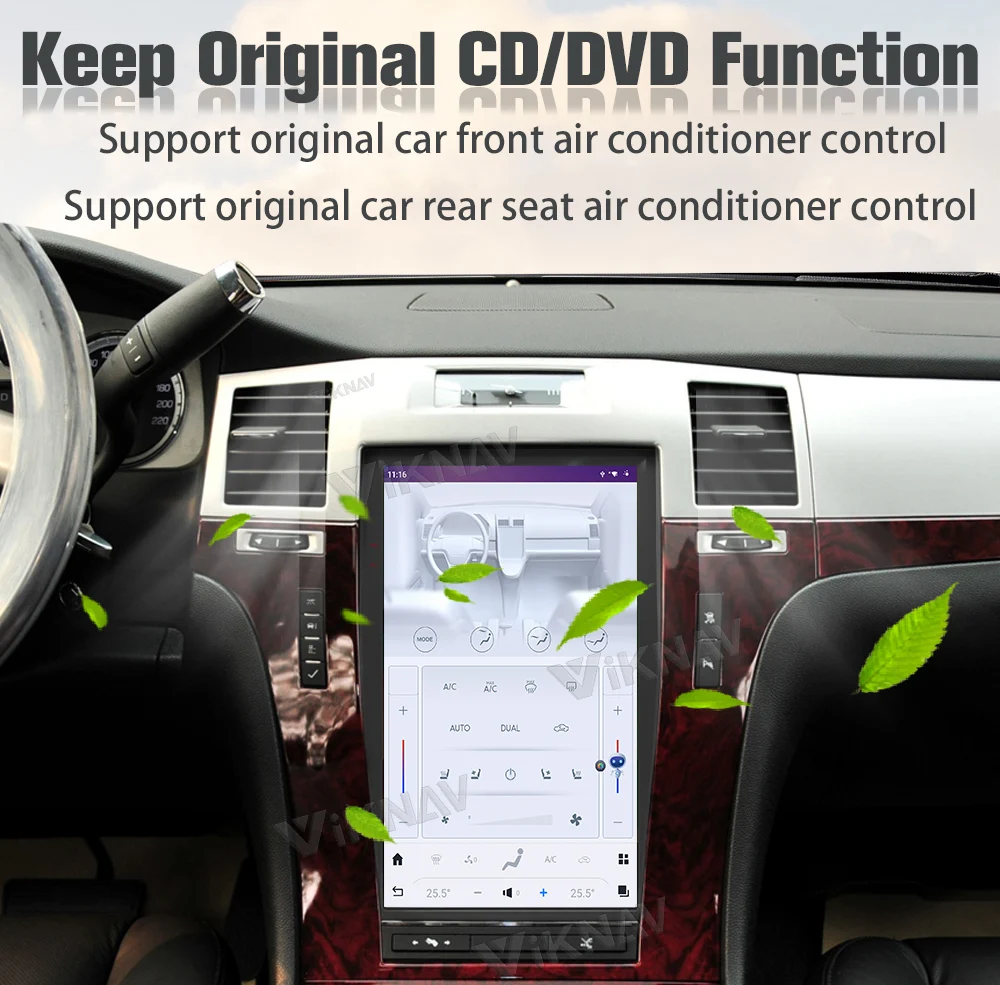 Touch Screen GPS Navigation Cadillac Escalade Radio Replacement 2008-2012 Wireless Carplay