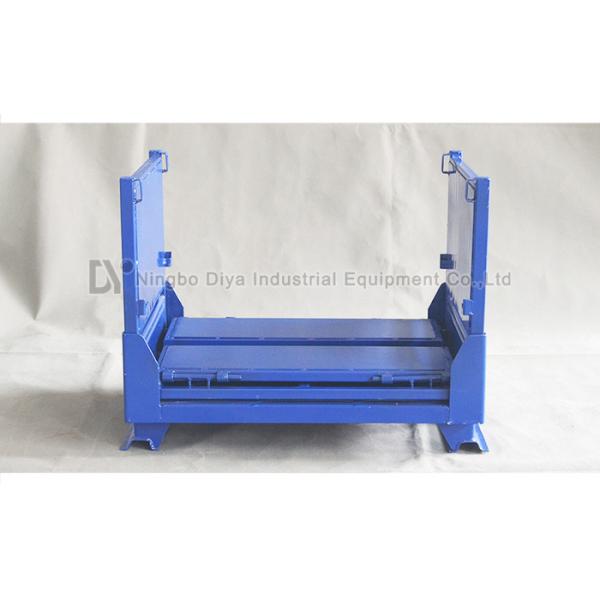 Blue Steel Warehouse Storage Racks , Industrial Steel Folding Turnover Pallet Box