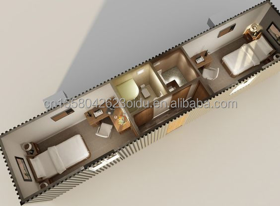 Casa de contenedores de 40 pies de construcción rápida de acero prefabricado de dos y tres dormitorios con baño para hoteles Residencias