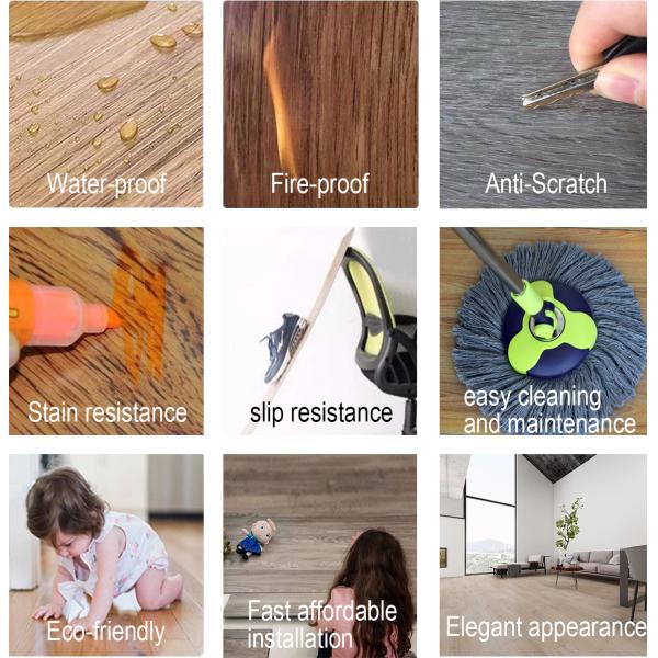 Настил AAA красный деревянный LVT SPC внутри плиток пола Vinly