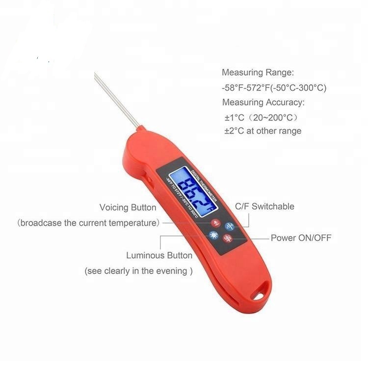 DTH-104A -50 to 300℃ Digital Kitchen Cooking Thermometer with Talking Function for Meat, BBQ, Grill