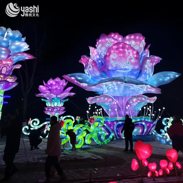 Chinese Festival LED Zigong Lantern Large Artificial Flower Sculpture Detachable