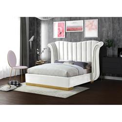 Customized color size fabric modern bed room set Strong wood structure bed frame royal double bed for Hotel Bedroom