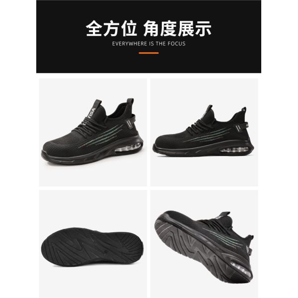 Men's Breathable Safety Work Shoes Anti-Smash Puncture-Resistant Lightweight Flyknit Protective Shoes