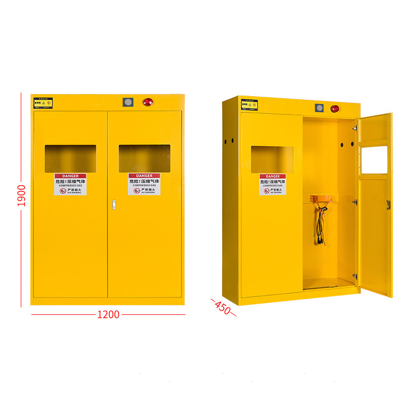 Yellow Flammable Gas Cylinder Storage Cabinet Explosion Proof Corrosion Proof Cylinder Safety Cabinet
