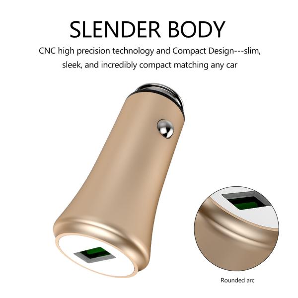 3.6A 18W FAST USB CAR CHARGER with Monitoring Aluminum Alloy Multi colors for OPPO and smart phones
