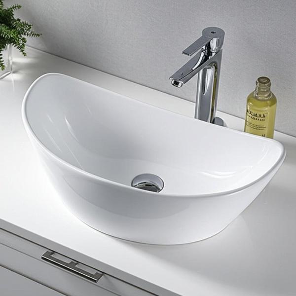 Wholesale Luxury White Bathroom Sanitary Ware Art Basin Ceramic Washbasin Sink Easy Clean Feature for Washroom Use